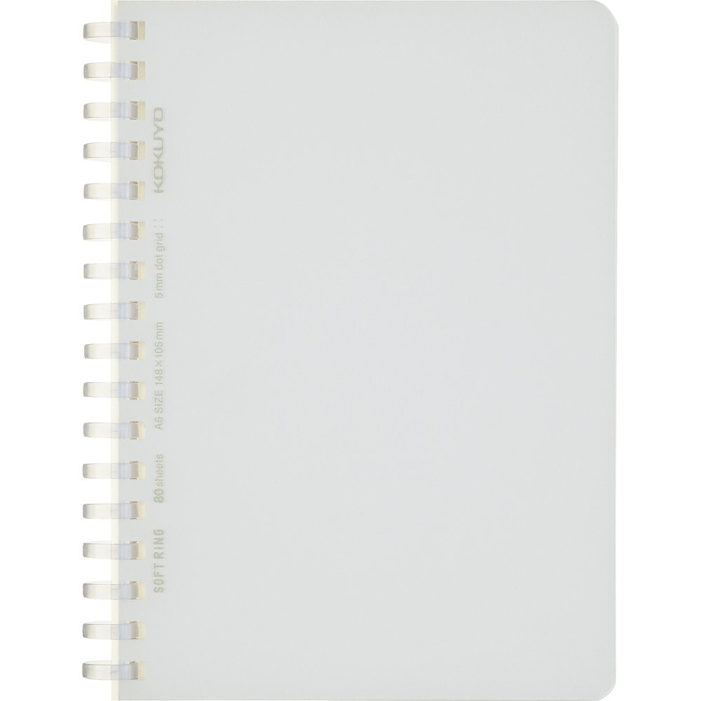 Kokuyo Spiral Dotted Notebook, 5.8'' x 4.1'' Business Journal A6 Soft Ring Notebooks with 5mm Dot Grid, 80 Perforated Sheets, Clear 1 Subject Notebook, Note Taking for Work. Japan Import(SU-SV558WT-T)