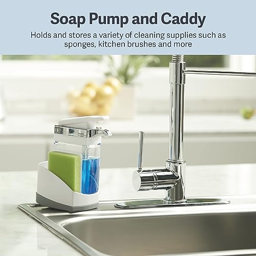 Image of Casabella Sink Sider Solo Soap Pump and Sponge Caddy for Kitchen Sinks, Kitchen Sink Organizer Sponge Caddy and Soap Pump Combo, White (Pack of 6)