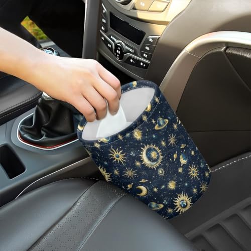 Image of Moon Star Planets Car Trash Can, Cute Car Trash Bag, Hanging Organizer and Storage Bag, Universal Fit for Front Seat, Back Seat, Floor, Headrest