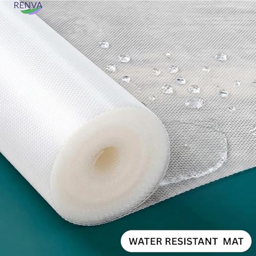 Image of Renva EVA Food Grade Kitchen Drawer mat Anti-Slip Shelf,Washable Liner Sheet for Fridge, Cabinet, Cupboard, Drawers, Wardrobe Place Mats (Transperant, 45 * 500 CM)