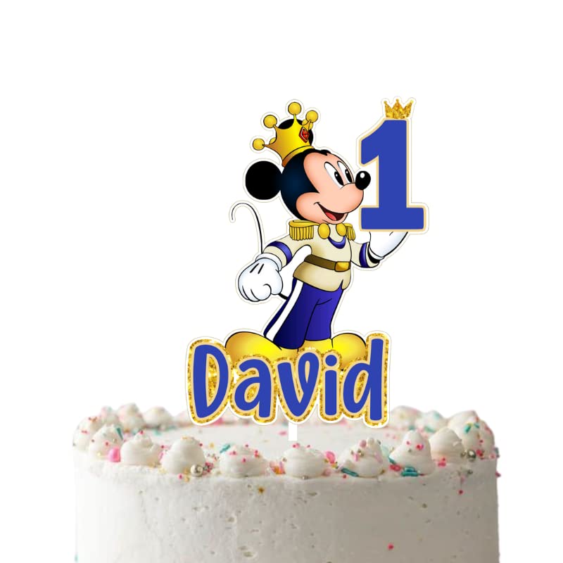 Amazon.com: Mickey Prince Royal blue Cake Topper, Personalized Cake Topper, Birthday Cake Topper ...