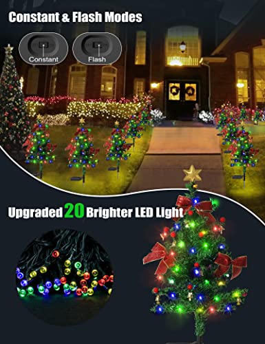 Solar Christmas Decorations Tree Lights Outdoor Waterproof, 20Led-Lights Solar Yard Decorative, Solar Stake Lights Xmas Tree Garden Decor With Constant & Flashing Modes For Pathway Lawn Patio, 2Pcs #TOP4