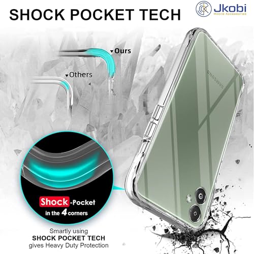 Image of Jkobi Back Cover for Samsung Galaxy F14 5G (Silicone Clear Shockproof Case with Camera Protection | Flexible and Soft | Transparent)