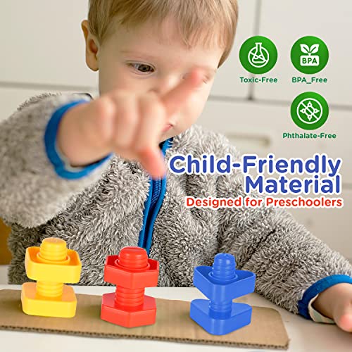 Play Brainy Jumbo Toy Nuts and Bolts for Kids 32Piece Montessori