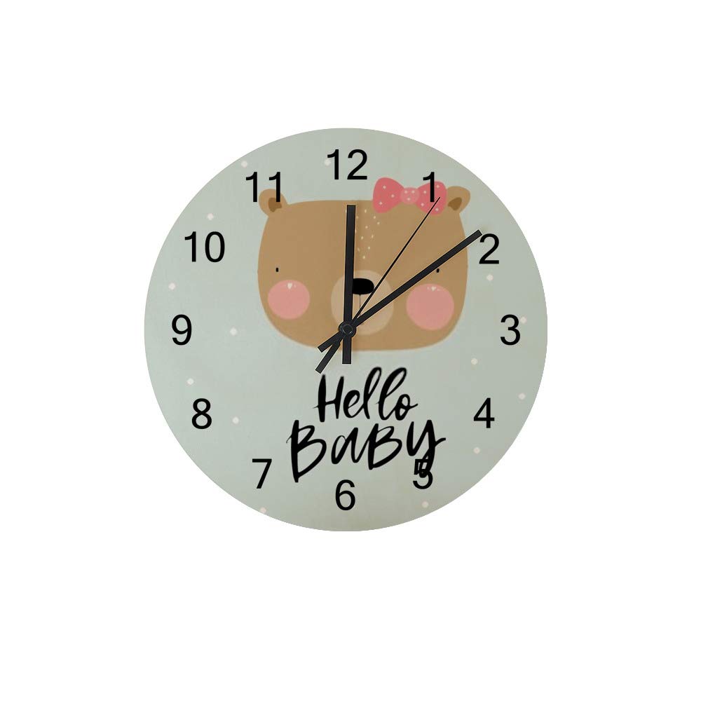 Horloge murale panda silencieuse sans tic-tac en bois dense pour mieux dormir