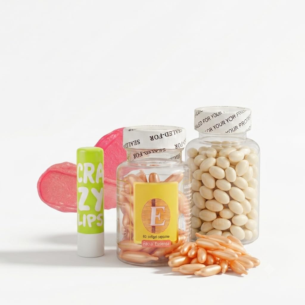 Skin Care Bundle: Moisturizing Lip Balm, Vitamin E Facial Essence Oil,(60 Pc) and Brightening Vitamin C Skin Capsules(40 Pc) for Radiant Complexion-image-41