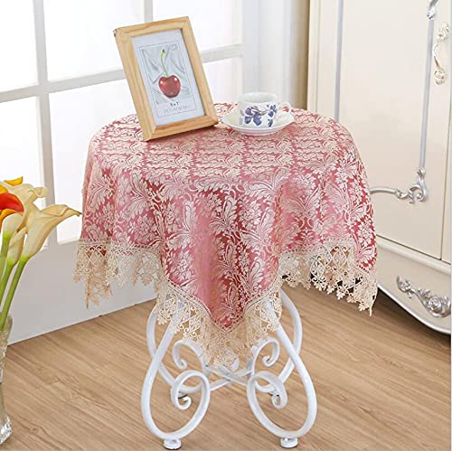 Nappe de table en dentelle rouge haut de gamme pour buffet et micro-ondes