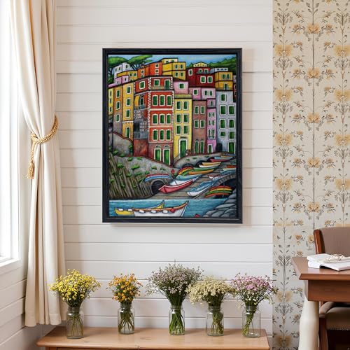 Image of Square 20x20 Canvas Floater Frame with 0.6 inch-0.9 inch Deep, Canvas Floating Frame for Oil Painting, Art Prints Artwork Frames(20 inchx20 inch,Black)