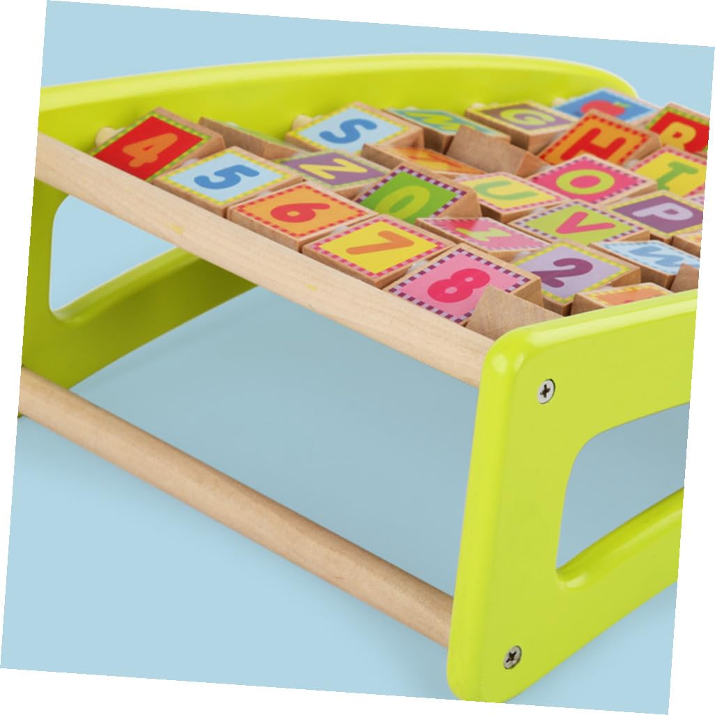 FRCOLOR Juguete de Aprendizaje del Alfabeto y Números para Niños, Estante Educativo de Madera Tamaño Mediano, Color Verde, Desarrollo Cognitivo y Motricidad Fina, Adecuado para Enseñanza