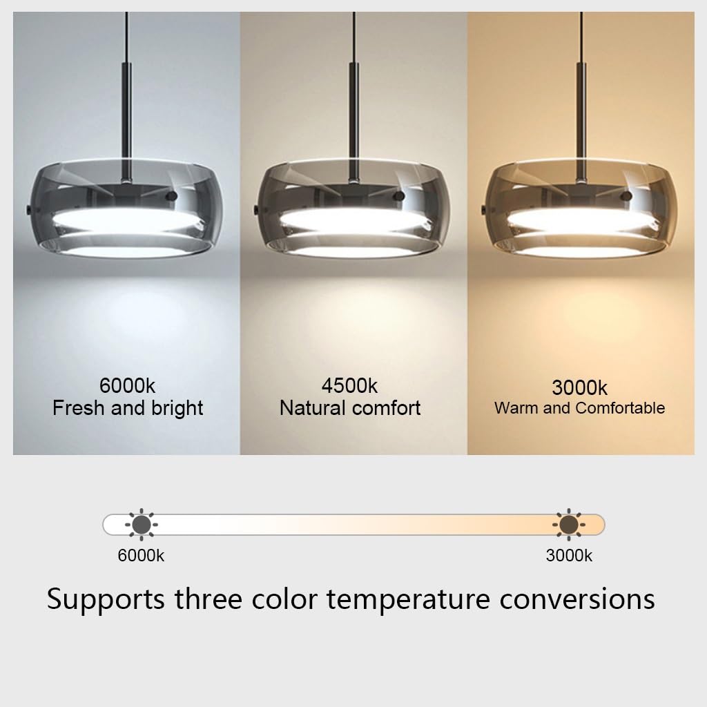 LED Pendelleuchte Kristall Glas Hängelampe Esstisch LED Hängeleuchte Höhenverstellbar Für Esszimmer Wohnzimmer, Vintage-Industriedesign Dimmbar Deckenleuchte(A-3 Lichter)