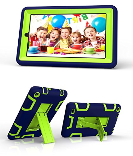 Fire 7 case, Fire 7 2015 case, Asstar 3 in 1 Hybrid Shockproof Impact Resistant Armor Kickstand Defender Protection Case for Amazon Fire Tablet (7 inch Display, 2015 Release Only) (Navy)