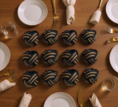 Image of Handmade Eco Friendly Napkin Ring Holder (Blue and Brown) -Set of 12