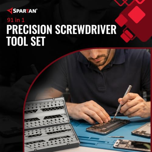 Image of Spartan 91 in 1 Precision Screwdriver Tool Set | Multi-Purpose Magnetic Repair Kit with Aluminum Handle, Extension Rod & Bits for Mobile, Laptop, Watch, Camera & Electronics