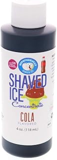 Shaved Ice and Snow Cone Syrup Unsweetened Flavor Concentrate - 4 Fl Oz - Makes 1 Gallon of Ready to Use Syrup - Cola - Must Add Filtered Water and Sweetener
