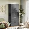 71.7" White Wooden Wardrobe - 2-Door Armoire With Hanging Rod & 3 Drawers | Freestanding Closet Storage