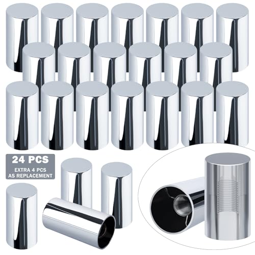 Image of CheeMuii 24 Pcs 33mm Lug Nut Covers Kit Premium ABS Chrome Screw-on Nut Cover Caps Standard Flanged Column Lug Nut Covers for Semi Truck Trailer