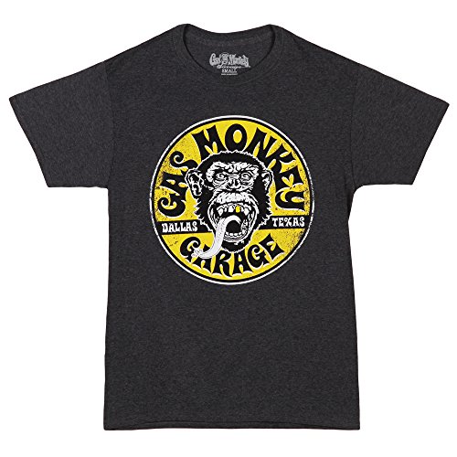 Gas Monkey Garage Equipped Gold Tooth Logo T-Shirt - Charcoal (X-Large)