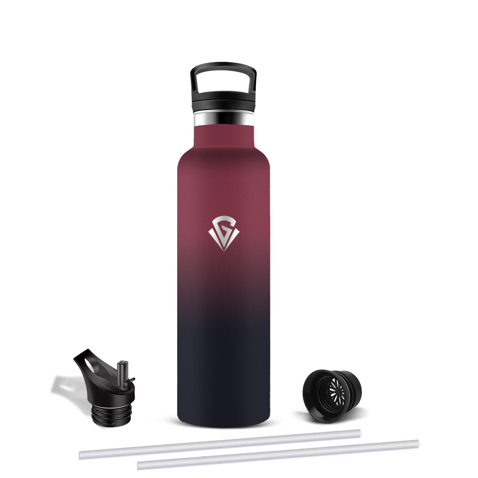 Mujigaga Insulated Water Bottle, 750 ml BPA-Free, Stainless Steel Gym Water Bottles with Straw, Leakless Thermal Bottle for Camping, School, Cycling