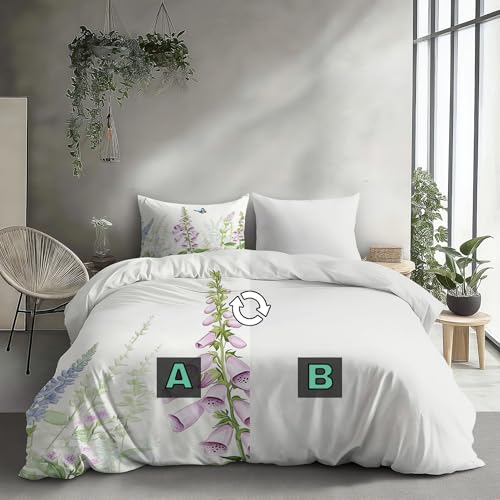 Parure de lit esthétique en microfibre douce motif fleurs et papillons - 5