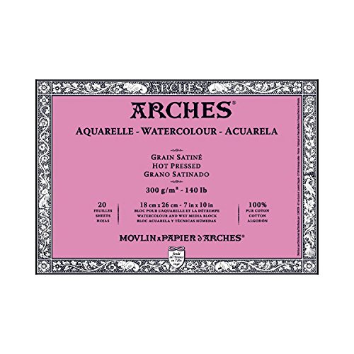 Arches Watercolor Block 140 lb Hot Press - 10x14 inch 20 sheet