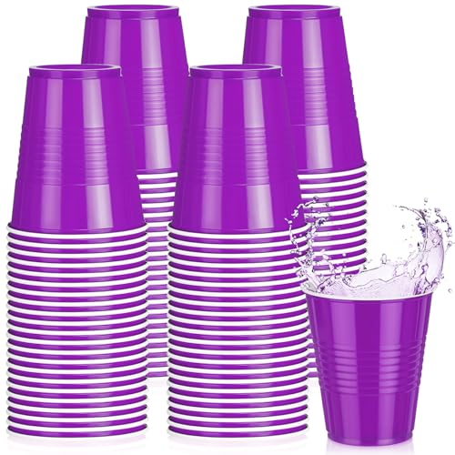 Pickmesh 50 Pack 12 oz Plastic Cups Disposable Cup Bulk for Graduation Wedding Birthday Baby Shower Valentine and Festive Celebration Party Supplies(Purple)