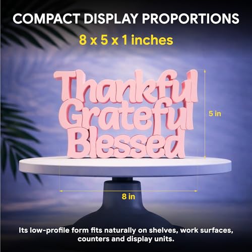 Image of Mad Masters Thankful Grateful Blessed Inspirational Desk Decor - Aesthetic Table, Shelf & Wall Showpiece for Home Office, Business. Vastu Friendly Gifting, Blush Pink (20.3 x 12.5 x 2.5 cm)