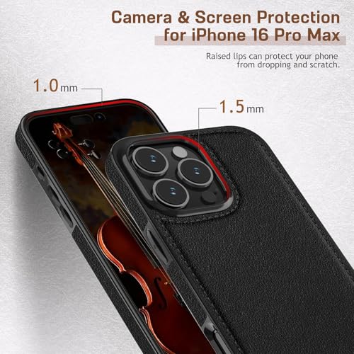 LOHASIC Compatible with MagSafe for iPhone 16 Pro Max Case Leather, Slim Business PU Rugged Non-Slip Grip Shockproof Bumper Full Body Protective Cover Phone Cases for iPhone 16 Pro Max 6.9" - Black by LOHASIC - Used condition - Image 6