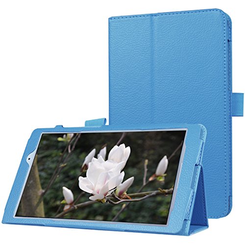 GLOW Qua tab PX キュアタブ au quatab LG LGT31 3点セット【保護フィルム&タッチペン付き】 2つ折りスマートケース カバー エーユー スカイブルー