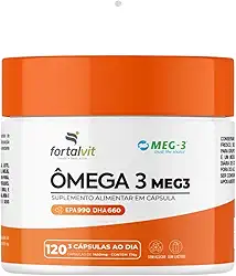 Ômega 3 MEG-3 Alta Concentração EPA 990mg DHA 660mg - 120 Cápsulas - Pureza Garantida, Fortalvit
