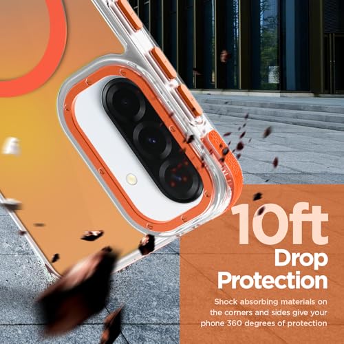 Image of Magnetic Case for Samsung Galaxy A36 5G [Compatible with Magsafe] [Cute Fashion Fluorescent Design] [1 Screen Protector] Slim Translucent Matte Case for Galaxy A36 5G 6.7 inch, Orange