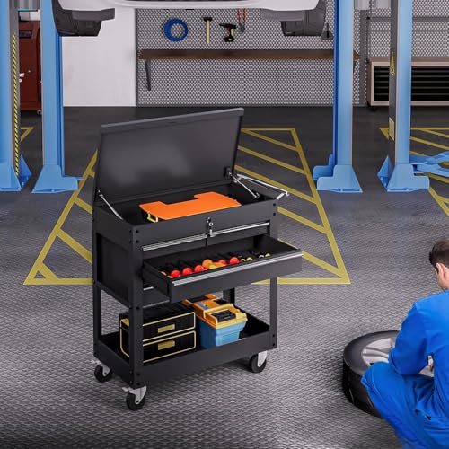 Image of SunnyFurn 4-Drawer Rolling Tool Cabinet, Lockable Metal Storage Organizer | Powder-Coated, Multi-Tier Drawers, Mobile Cart for Garage, Workshop, Warehouse, Repair Shop