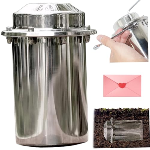 Time Capsules Caja de cápsulas del tiempo de acero inoxidable con cerradura de 4x8 pulgadas con tapas, contenedor impermeable resistente a la corrosión para futuras graduaciones