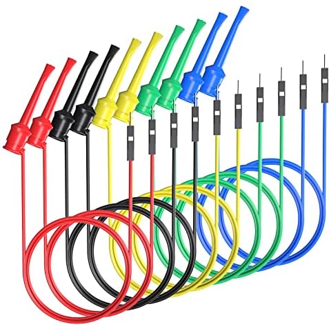 Goupchn Test Hook Clips to Breadboard Male Jumper Wires Soft Flexible Silicone Test Leads for Electrical Testing Cover