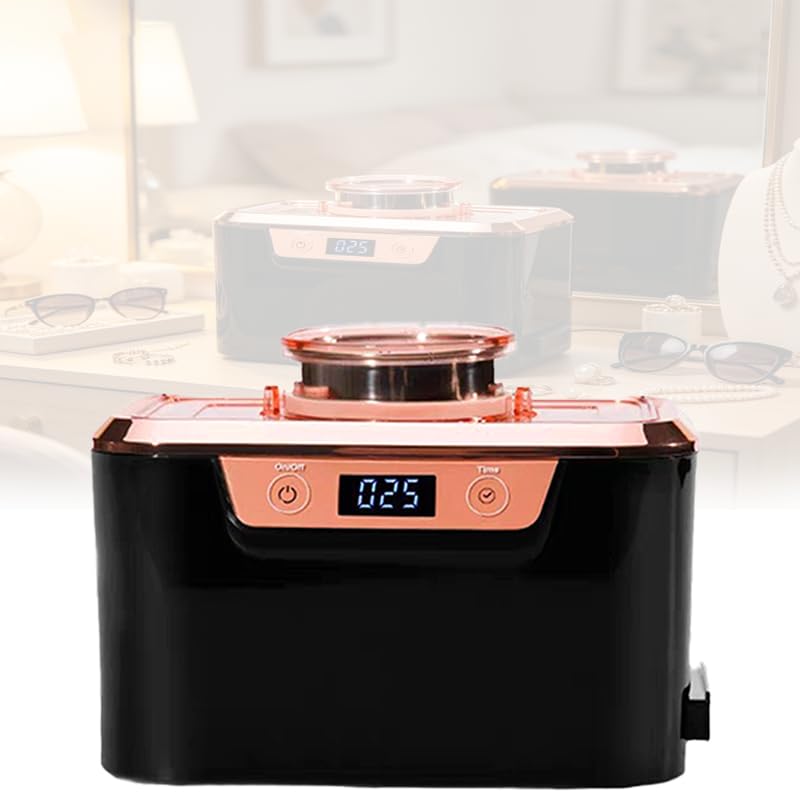 Limpiador ultrasónico de gafas de 40 kHz, máquina de enjuague 2 en 1, limpieza penetrante rápida de 50 segundos, sin aflojamiento de piedras, fácil cambio de agua, para joyas, gafas, relojes, uso