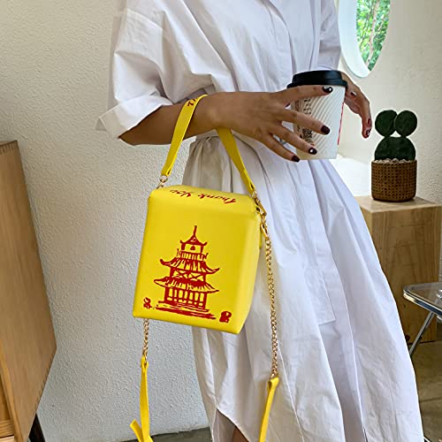 Image of Tower Print Crossbody Shoulder Bag,Pu Chinese Takeout Box Totes Purse for Women | Tower Print
