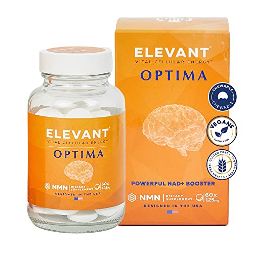 Elevant | Optima NMN | Energy All-Day Long with Nicotinamide Mononucleotide - Patented Formula - Energize Your Cells, Boost Your NAD+ Levels - 60 Chewable Tablets, Lemon Flavored, 125MG