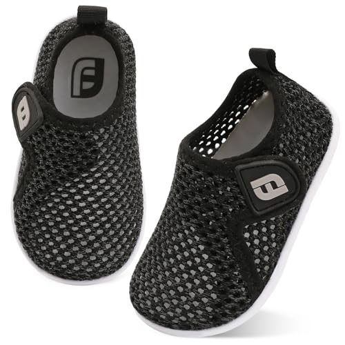 Baby Girls Boys Water Shoes Swim Barefoot Shoes Sandals Water Sports Aqua Socks Sneakers for Beach Mesh BlackGrey 12-18 Months Infant