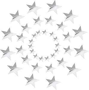 40 Pcs Silver Stars Mirror Wall Stickers, Removable Stars Stickers