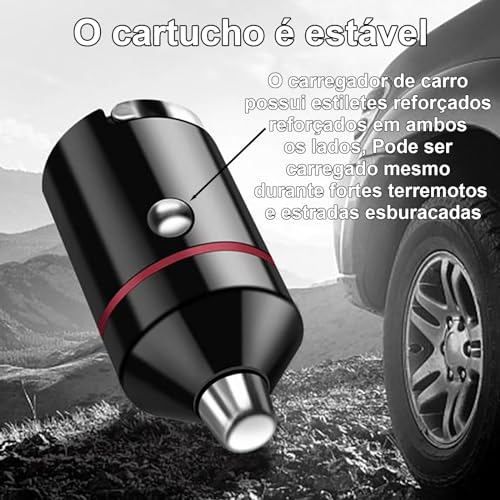 Carregador Veicular Universal 60W Turbo Com 2 Entradas 1 Usb e 1 Usb-C Carga Ultra Rápida Entrada 12
