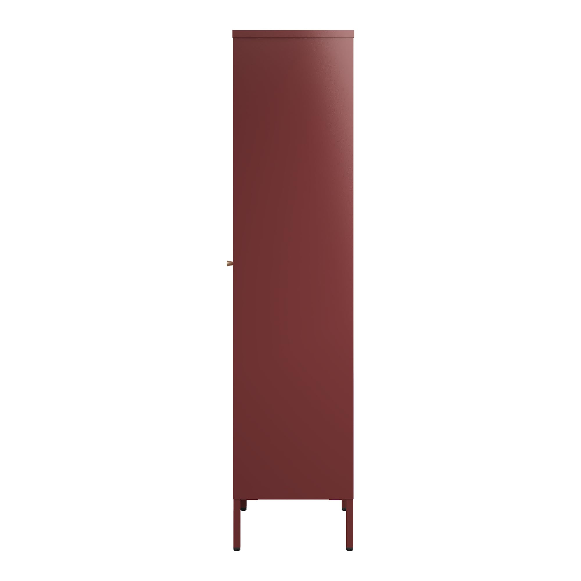 [en.casa] Vitrina Säkylä Aparador para Salón Mueble Auxiliar para Comedor Cocina Dormitorio con Puerta de Cristal y 4 Compartimentos Acero 150 x 50 x 35 cm - Rojo Bordeos y Translúcido