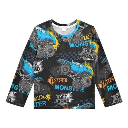 Image of Aflyko Vehicle Fun Boys' Rash Guard Shirts Xmas UPF 50+ Sun Protection Swim Shirt 3-12T