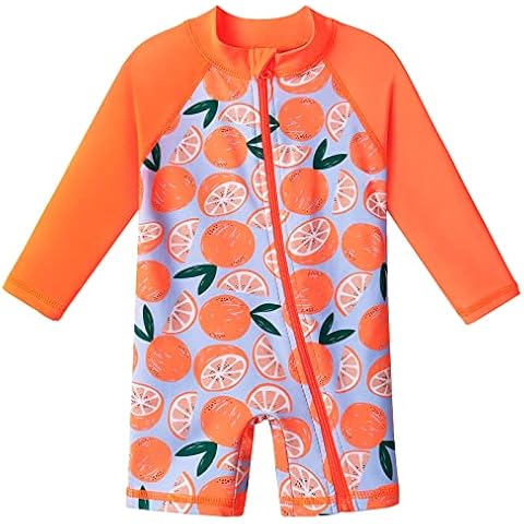 XFGIRLS Swimming Costume for Girls Toddler Boys Swimsuit UPF50+ Sun Safe Swimwear Kids Swimsuit Lemon 12M Cover