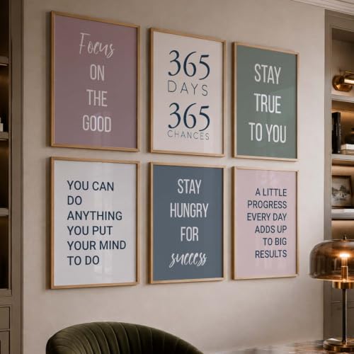 Image of kotart Motivational Quote wall Paintings with Frame for Home Decoration - Painting Living Room Bedroom Office hanging frames Set of 6 Multicolo (14X20 Inch, H)