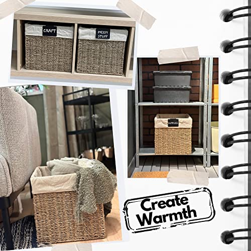 Fragranthetic Rectangular Wicker Baskets For Shelves, Seagrass And Water Hyacinth Hand-Woven Baskets With Linings With Name Tags, 12 X 12 X 12 Inches, 2 And 4 Pack (Seagrass (4Pack)) #TOP6