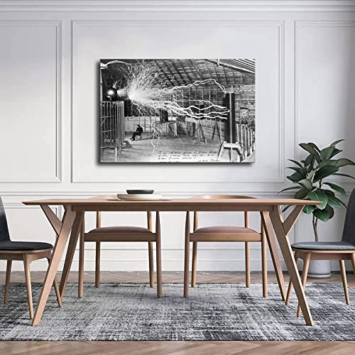 Nikola Tesla Reading In His Colorado Springs Laboratory Canvas Art Poster And Wall Art Picture Print Modern Family Bedroom Decor Posters (Framed,24X36Inch) #TOP1