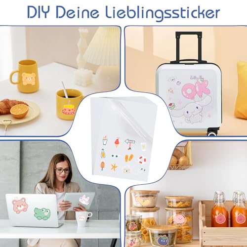 Scettar 32 Blatt Sticker papier zum Bedrucken, A4 Vinyl Aufkleberfolie Selbstklebend Folie, Selbstklebend wasserdicht Transparentpapier für Tintenstrahldrucker