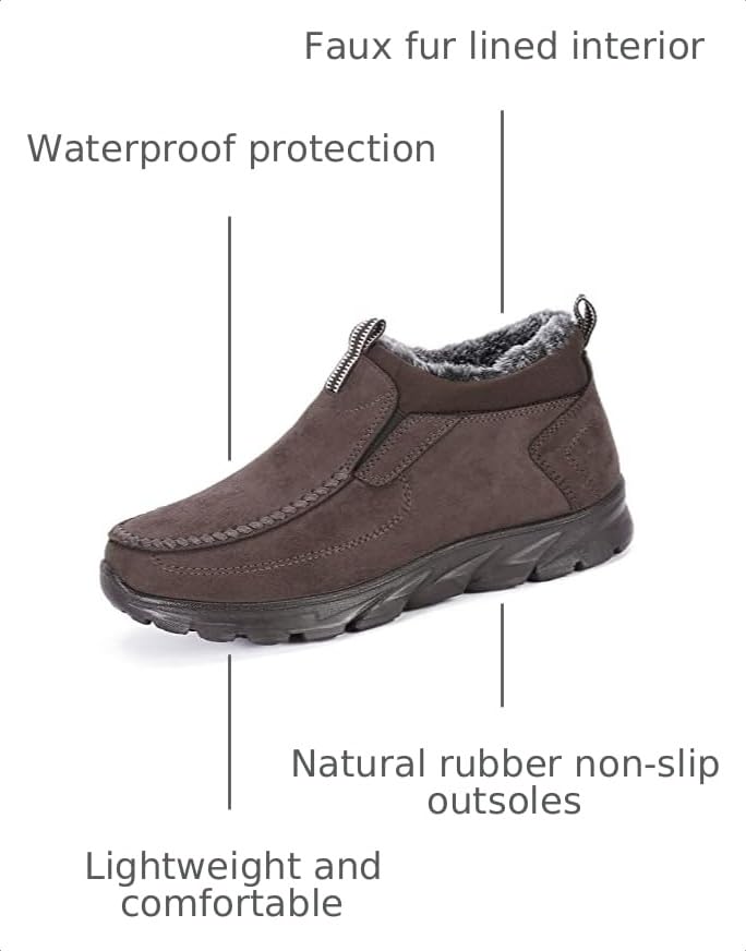 Image of COSIDRAM Men Shoes Winter Snow Boots Cotton-Padded Slip on Casual Warm Walking Sneakers Waterproof House Shoes