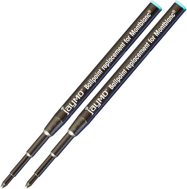 Jaymo - 2 - Blue Ballpoint Pen Refills  Compatible with Montblanc® Pens - Smooth Writing German Ink with Medium .7 mm Tip - Compatible with Mont Blanc® Pacific Blue 105151/116213 / MB35094