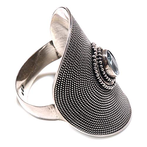 Bague topaze bleue en argent 925 style boho chic - 5