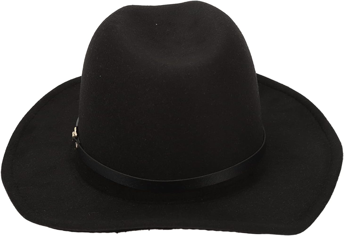 Felt Sun Hat, Strap Breathable Black Felt Hat Sun Protection Color Matching Wide Flat Brim for Gardening